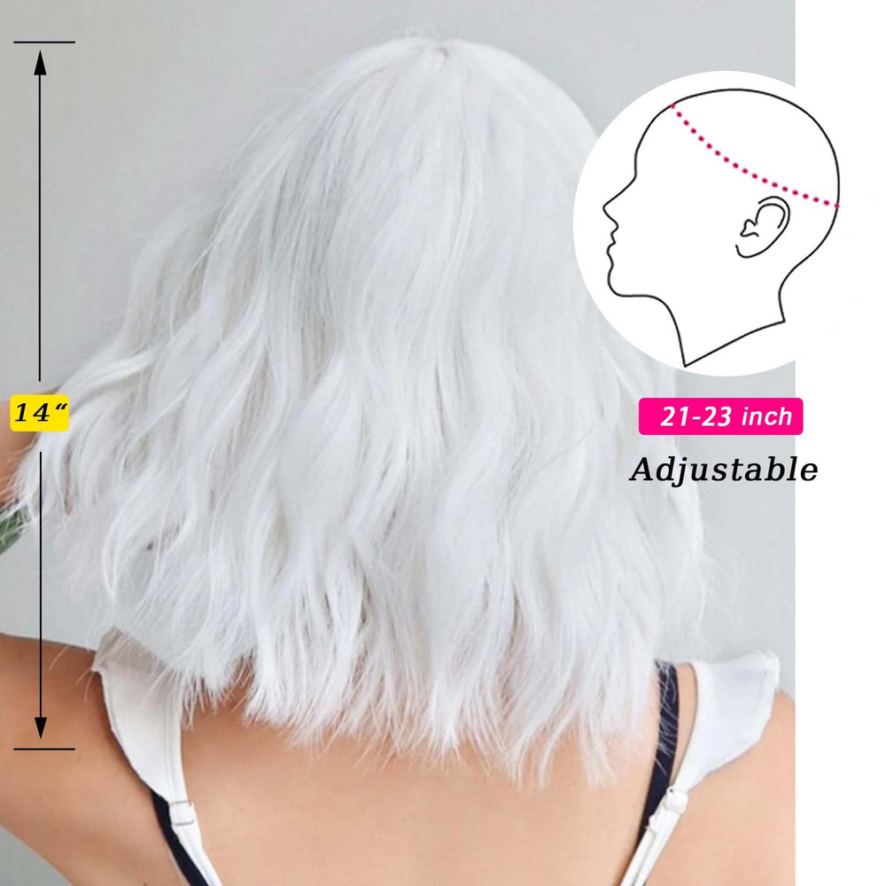 Andromeda white wavy wig worn in cosplay and daily outfits.