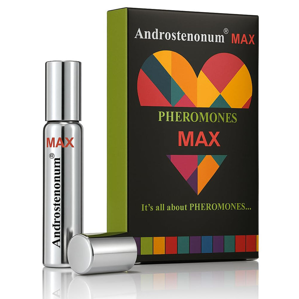 ANDROSTENONUM MAX bottle close-up, long-lasting masculine fragrance for daily confidence.