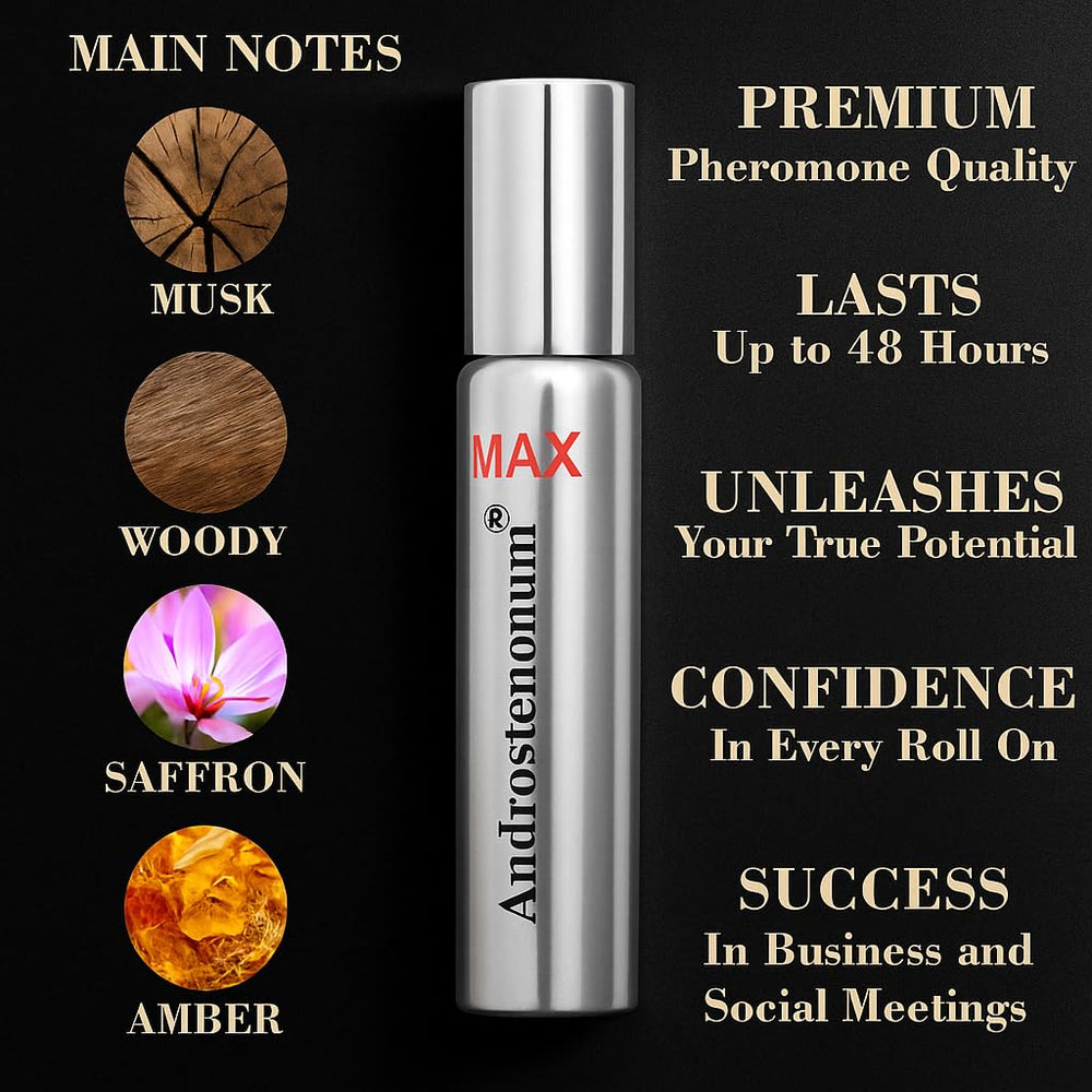 ANDROSTENONUM MAX roll-on for on-the-go convenience and lasting presence.