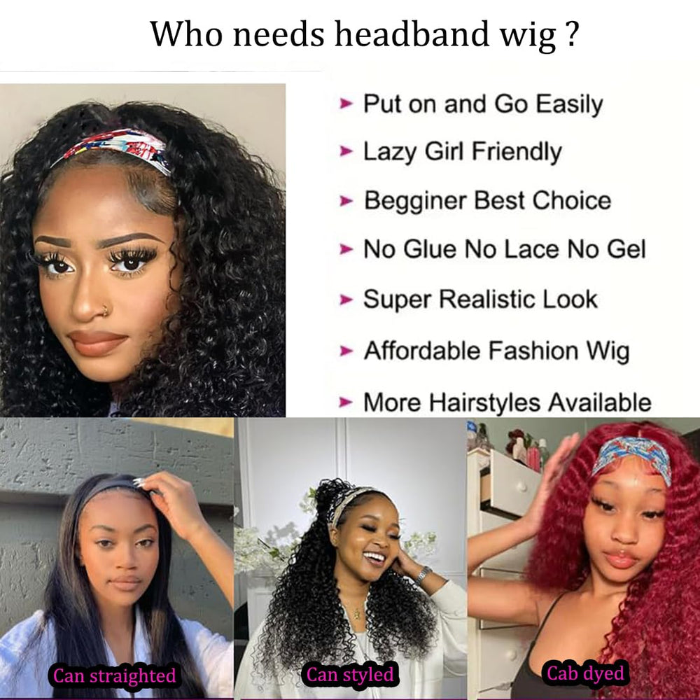 Andu Style headband wig natural black color blends easily with skin tone