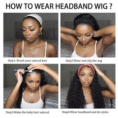 Andu Style headband wig no lace with deep curly texture for seamless look