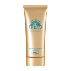 Anessa Perfect UV sunscreen bottle with fruity floral scent, ideal as makeup base