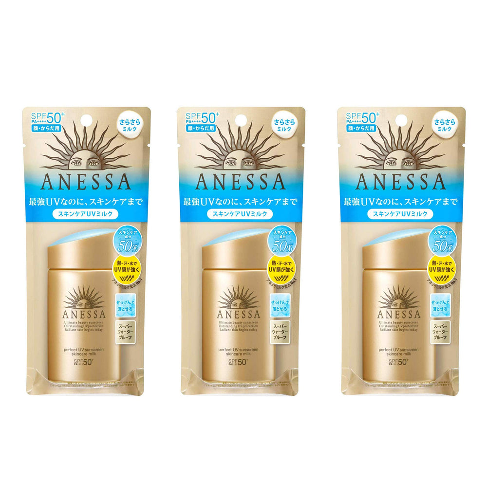 ANESSA Perfect UV Sunscreen Milk A pump enables quick, clean application.