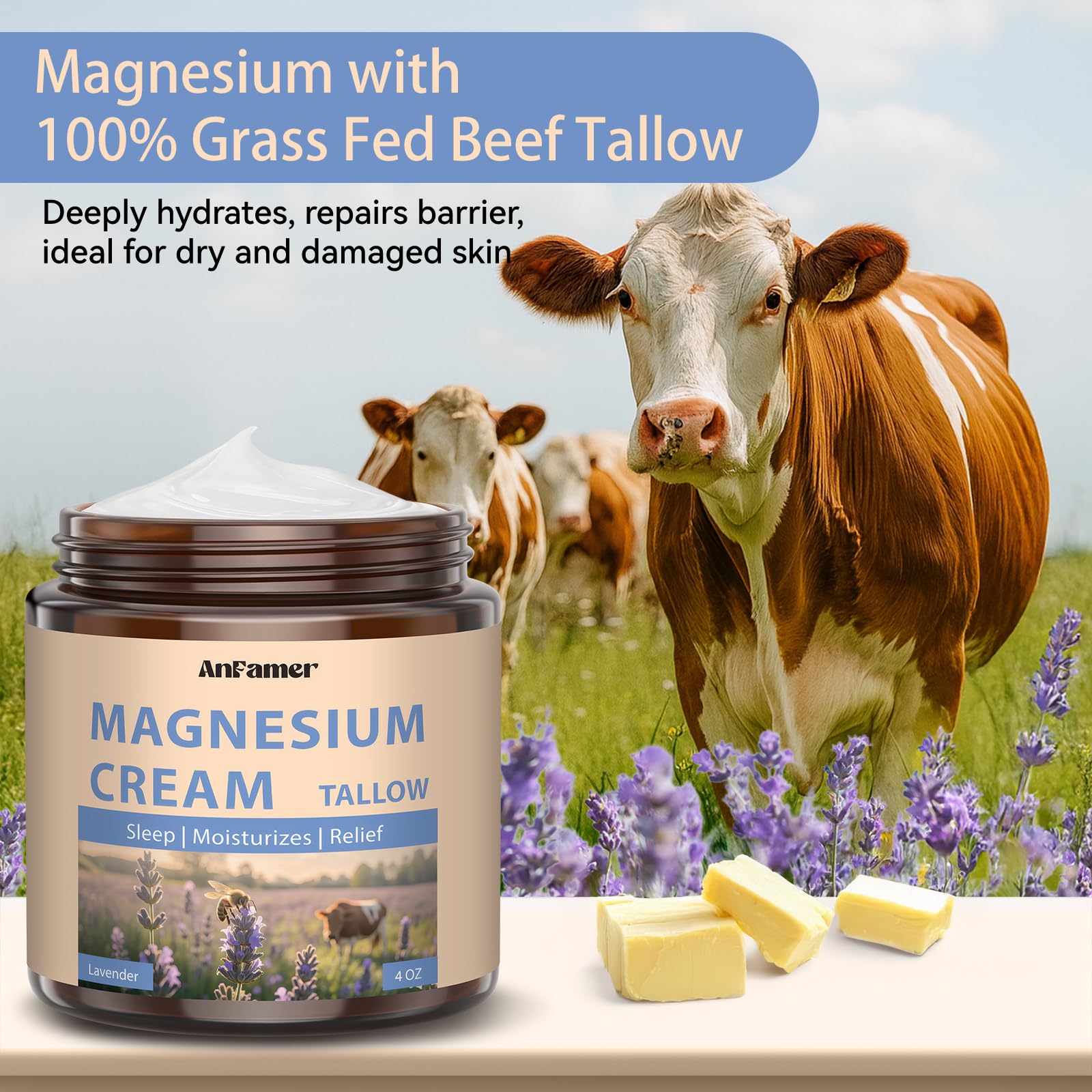 AnFamer Magnesium Cream Muscle Soothing after exercise for comfort.