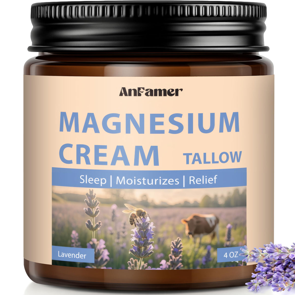 AnFamer Magnesium Cream Sleep Lavender for calm nighttime hydration.