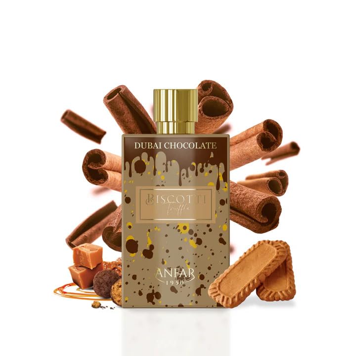 Anfar 1950 Dubai fragrance application on skin for warm gourmand aroma.