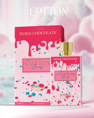 Anfar 1950 Dubai Chocolate Cotton Candy spray, long-lasting scent that travels from day to night.
