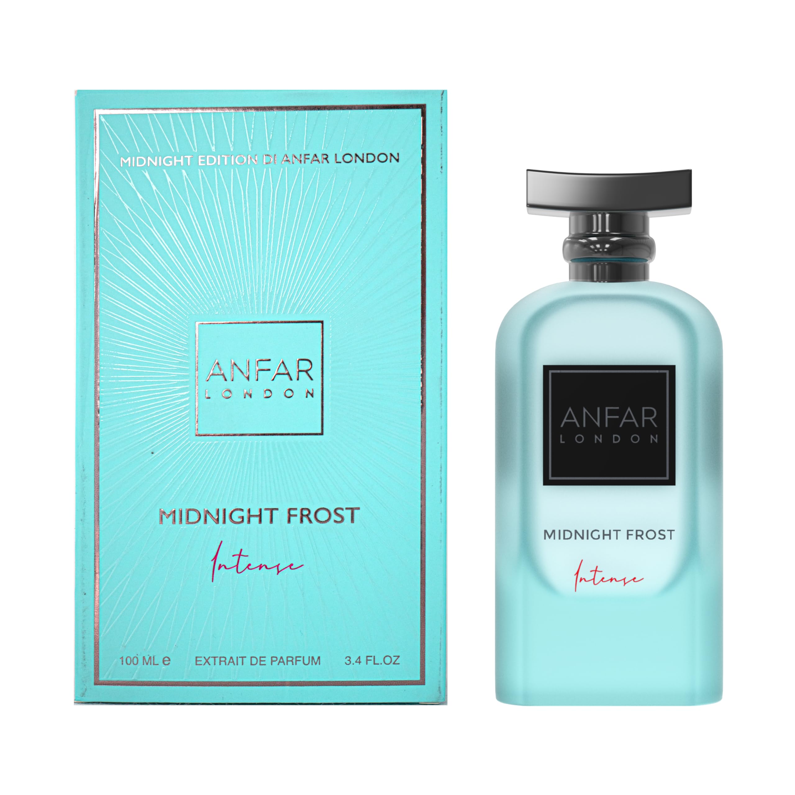 Close-up of Midnight Frost Intense spray cap, showcasing sophisticated packaging for men.