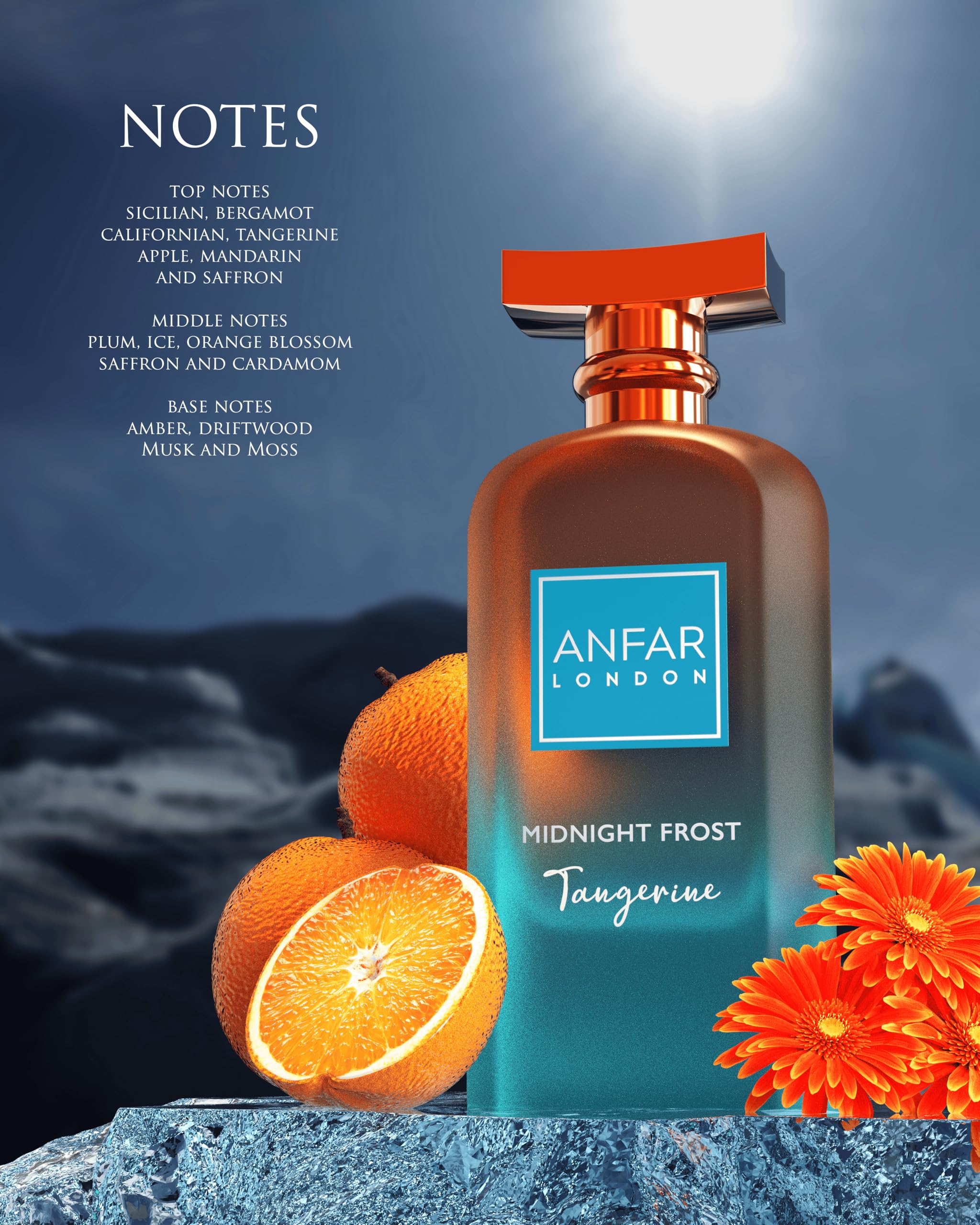 Anfar London Midnight Frost Tangerine box showing gift-worthy presentation.