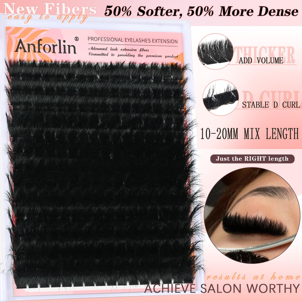 Anforlin 200D thick D-curly lash clusters for dramatic volume