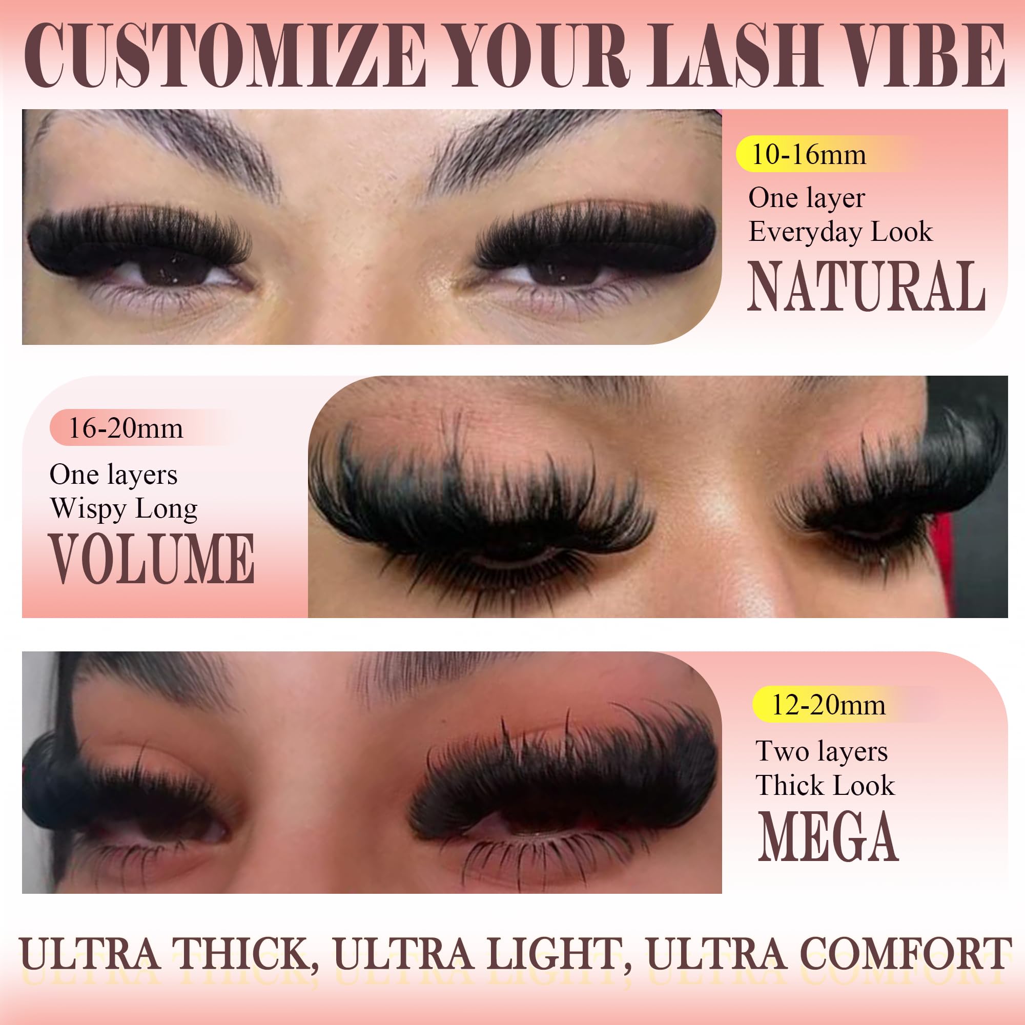 Anforlin upgraded plant fiber lash clusters soft touch and stable shape