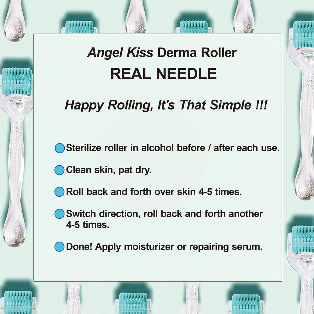 Man using Angel Kiss roller on beard area for a grooming routine.