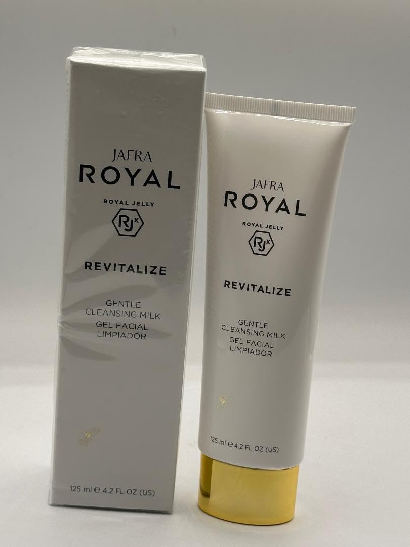 AngelicMisto Jafra Royal Revitalize cleansing milk bottle showing a rich, gentle emulsion.