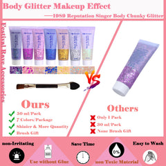 Angels Beauty Body Glitter Gel highlights hair and cheeks for party sparkle.