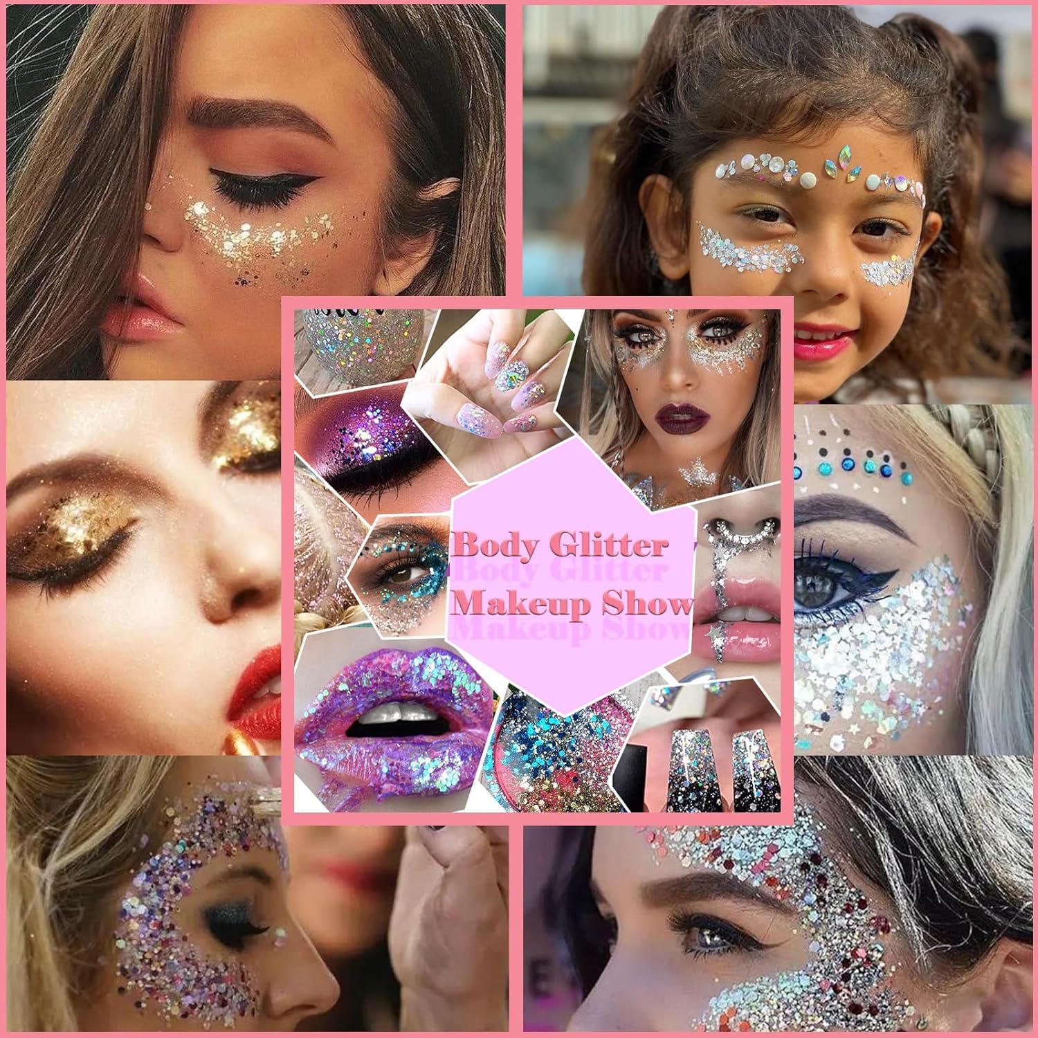 Angels Beauty glitter gel in blue and purple for mermaid-inspired look.