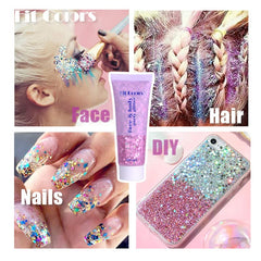 Angels Beauty glitter gel in pink for bold party makeup.