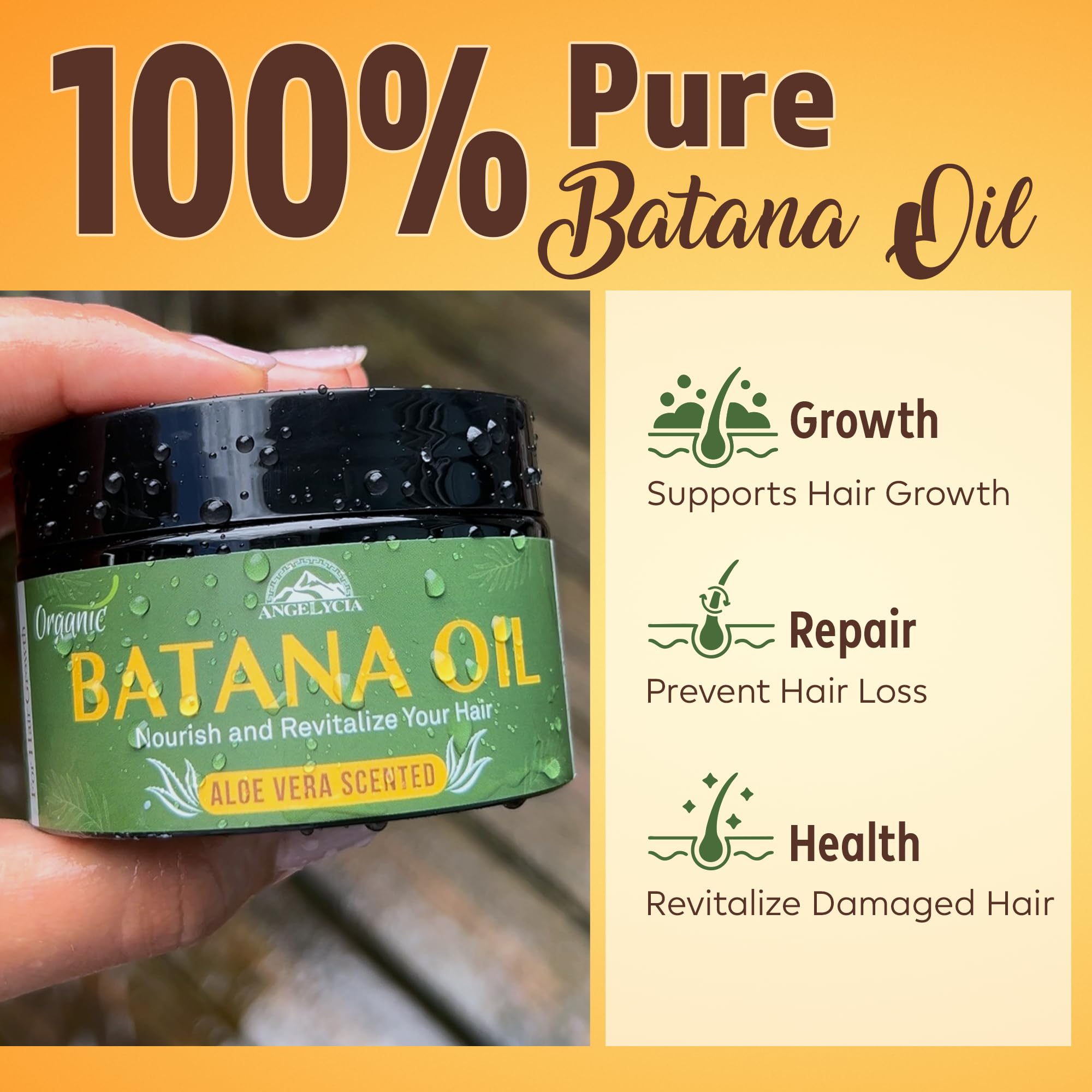 ANGELYCIA Batana oil applies with warm hands to stimulate scalp.