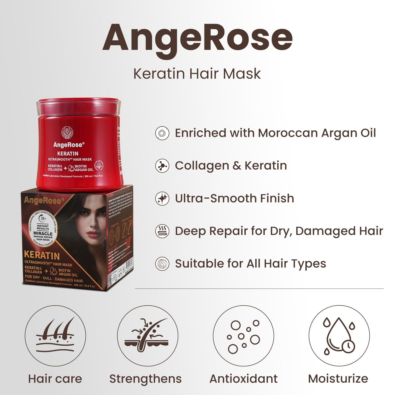 AngeRose non-greasy hydration leaves hair light and airy.