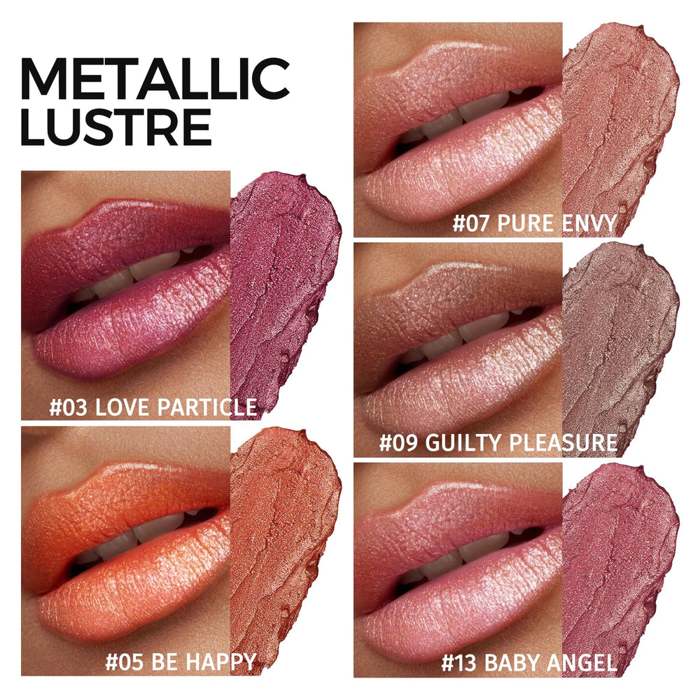 Anglicolor lipstick application swipe showing rich metallic color payoff.