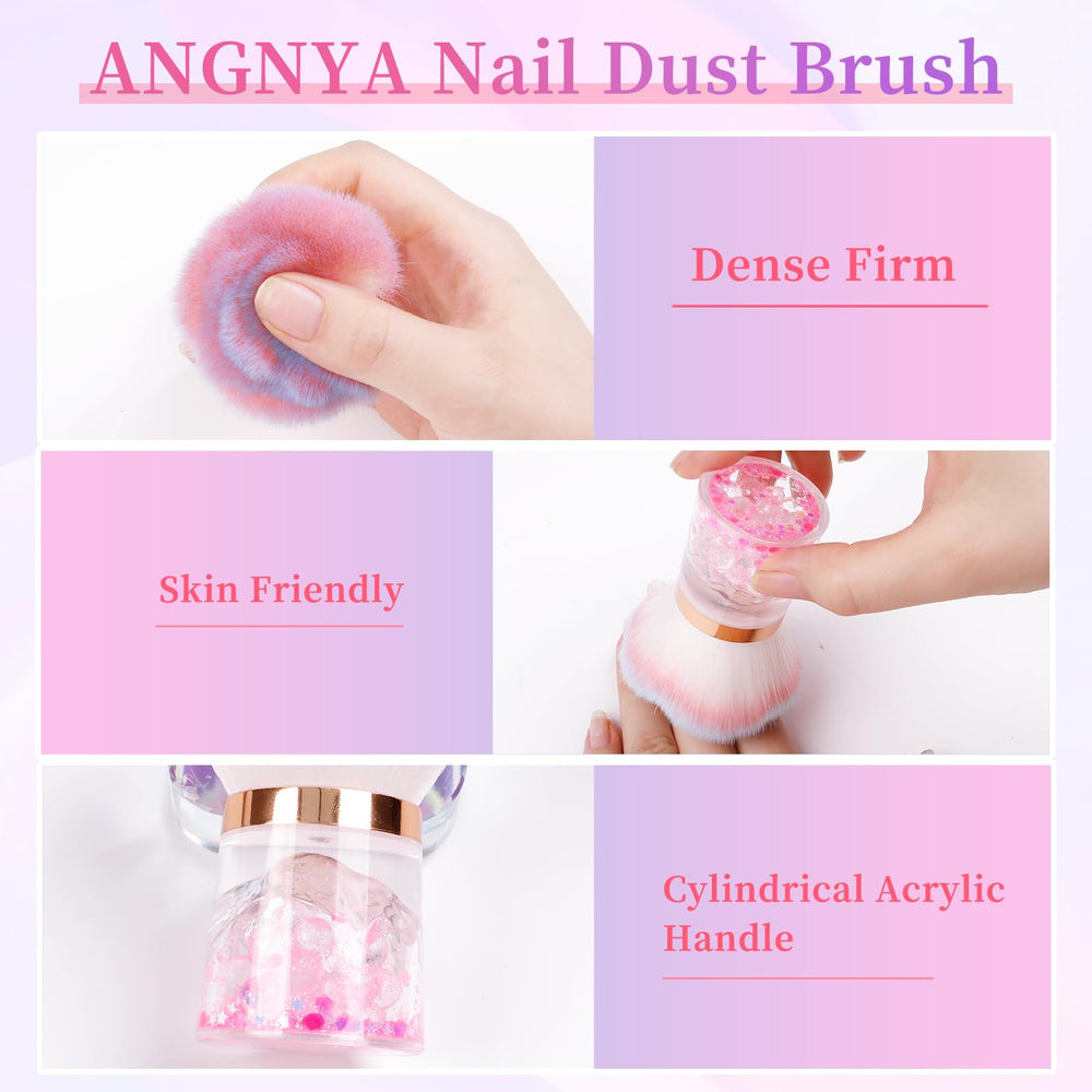 ANGNYA Nail Dust Brush with beads and pentagrams enhances modern design.