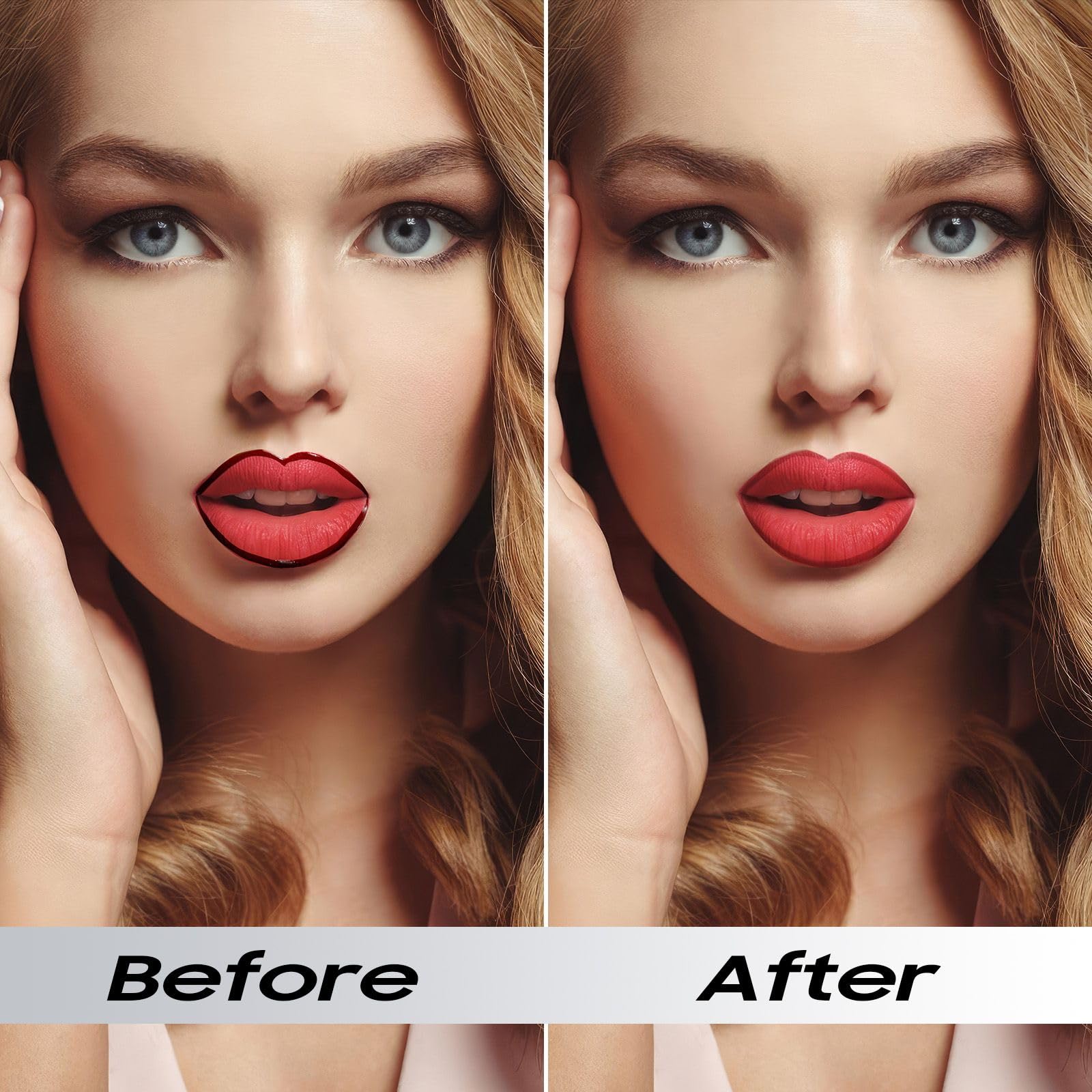 Anguishil lip stain film-forming coverage highlights buildable color and seamless edges.