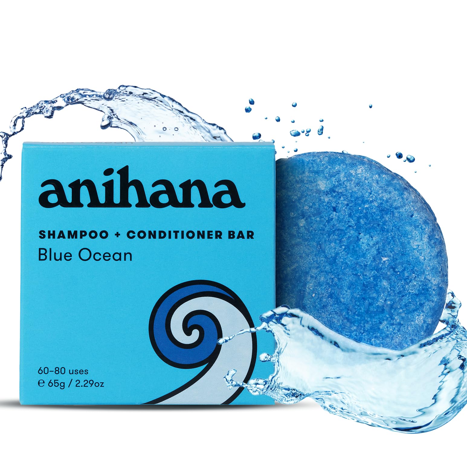 ANIHANA 2 in 1 shampoo bar with blue ocean scent for refreshed hair on the go