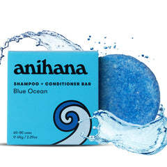 ANIHANA 2 in 1 shampoo bar with blue ocean scent for refreshed hair on the go