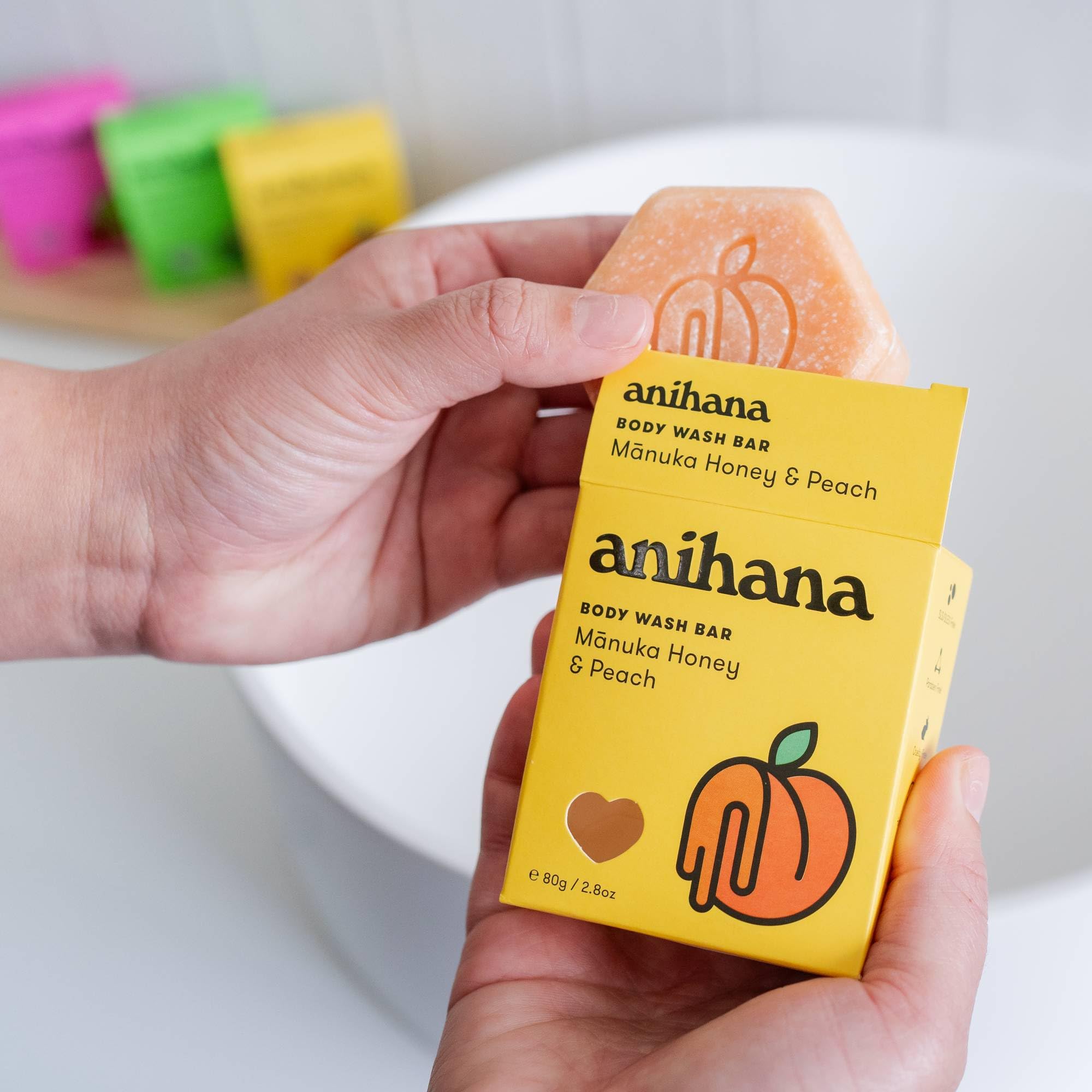 ANIHANA body wash bar recycled-packaging reduces plastic waste.