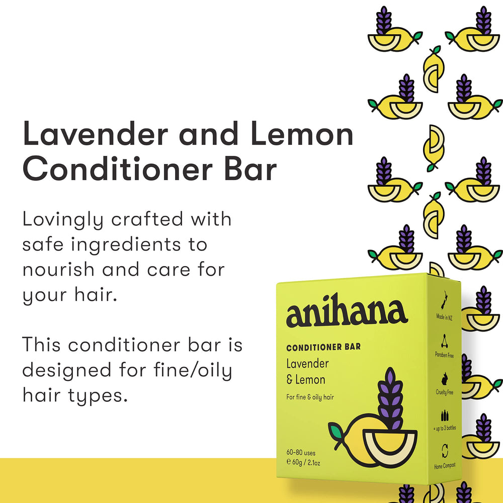 ANIHANA conditioner bar lavender and lemon scent provides a refreshing lift for oily hair