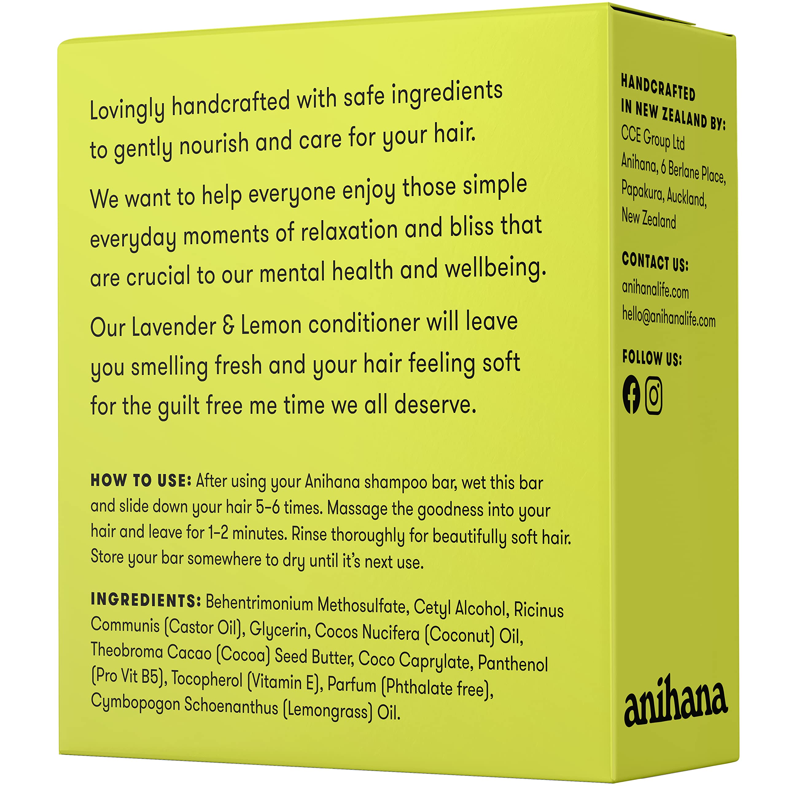 ANIHANA conditioner bar lasts up to 80 washes for extended use