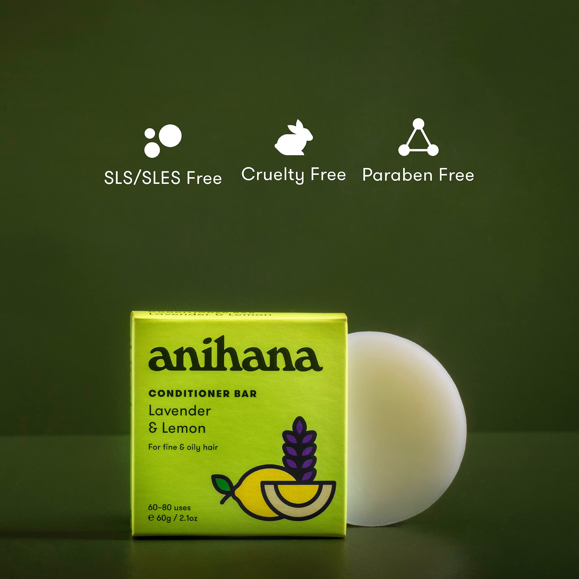 ANIHANA conditioner bar with natural ingredients for lightweight conditioning on fine hair
