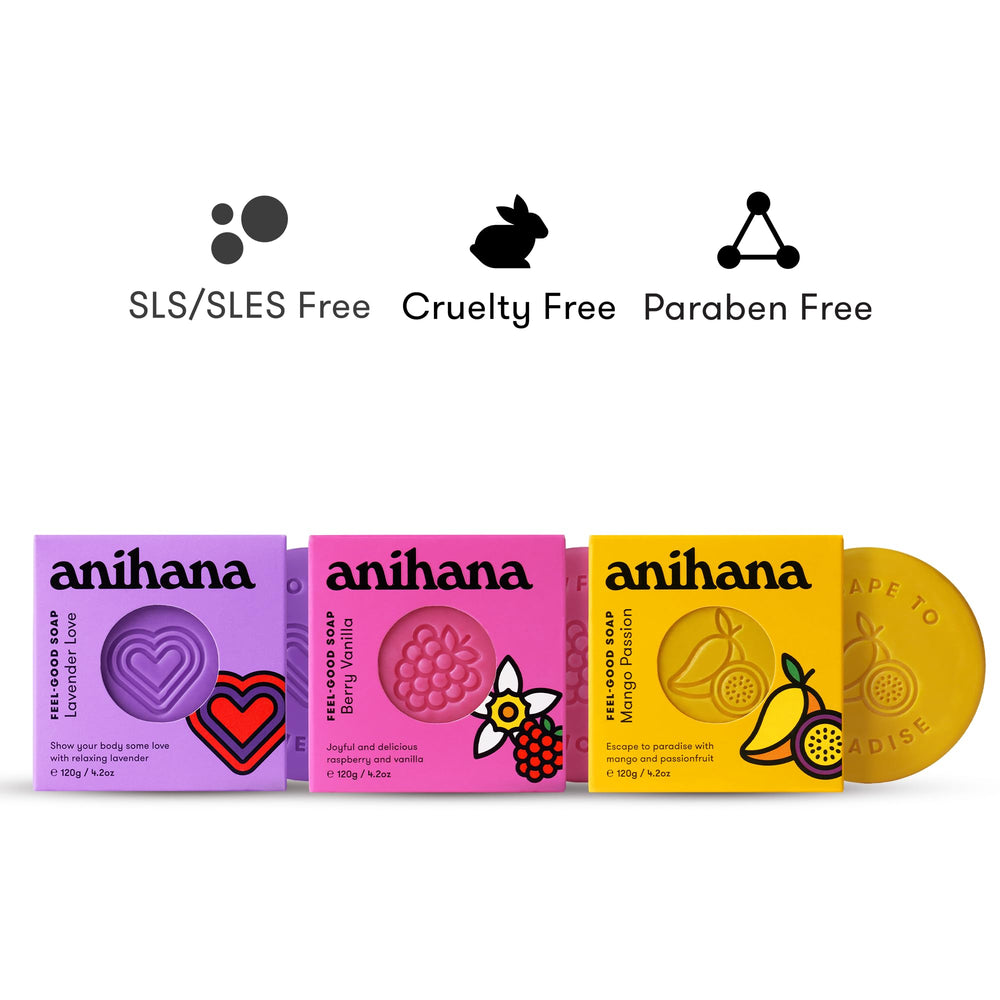 Anihana Feel-Good Soap mango scent bar with shea butter for moisturizing wash.
