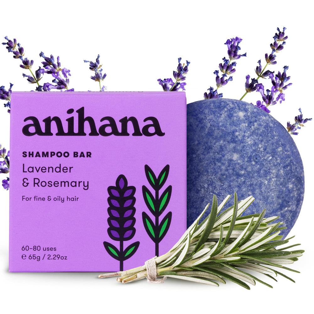 ANIHANA lavender rosemary shampoo bar delivers a refreshing scent during cleansing.