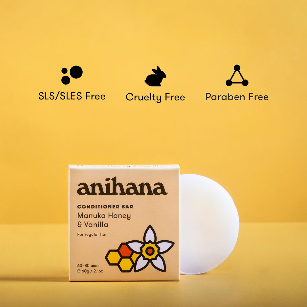 ANIHANA solid conditioner bar shown for travel-use with a compact, spill-free format.