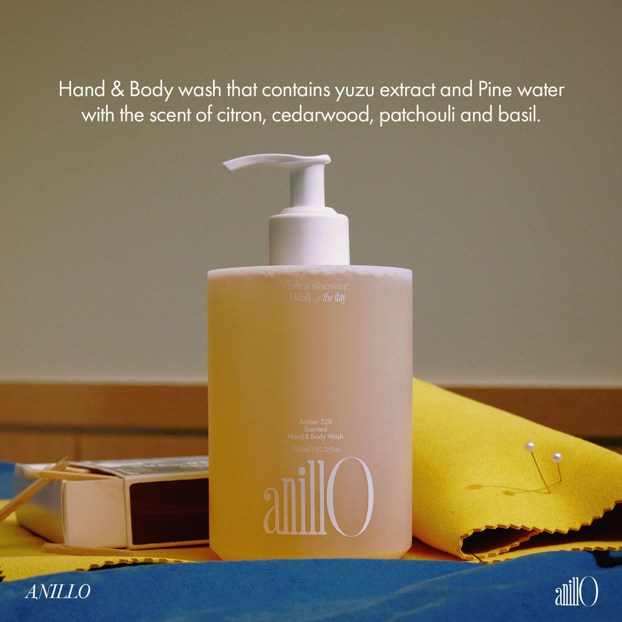 ANILLO Amber528 bottle with pump for convenient daily use.