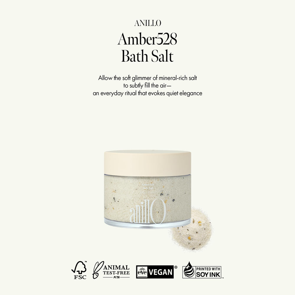 ANILLO Amber528 green tea oil blend bath salt nourishes skin during a refreshing aromatic soak