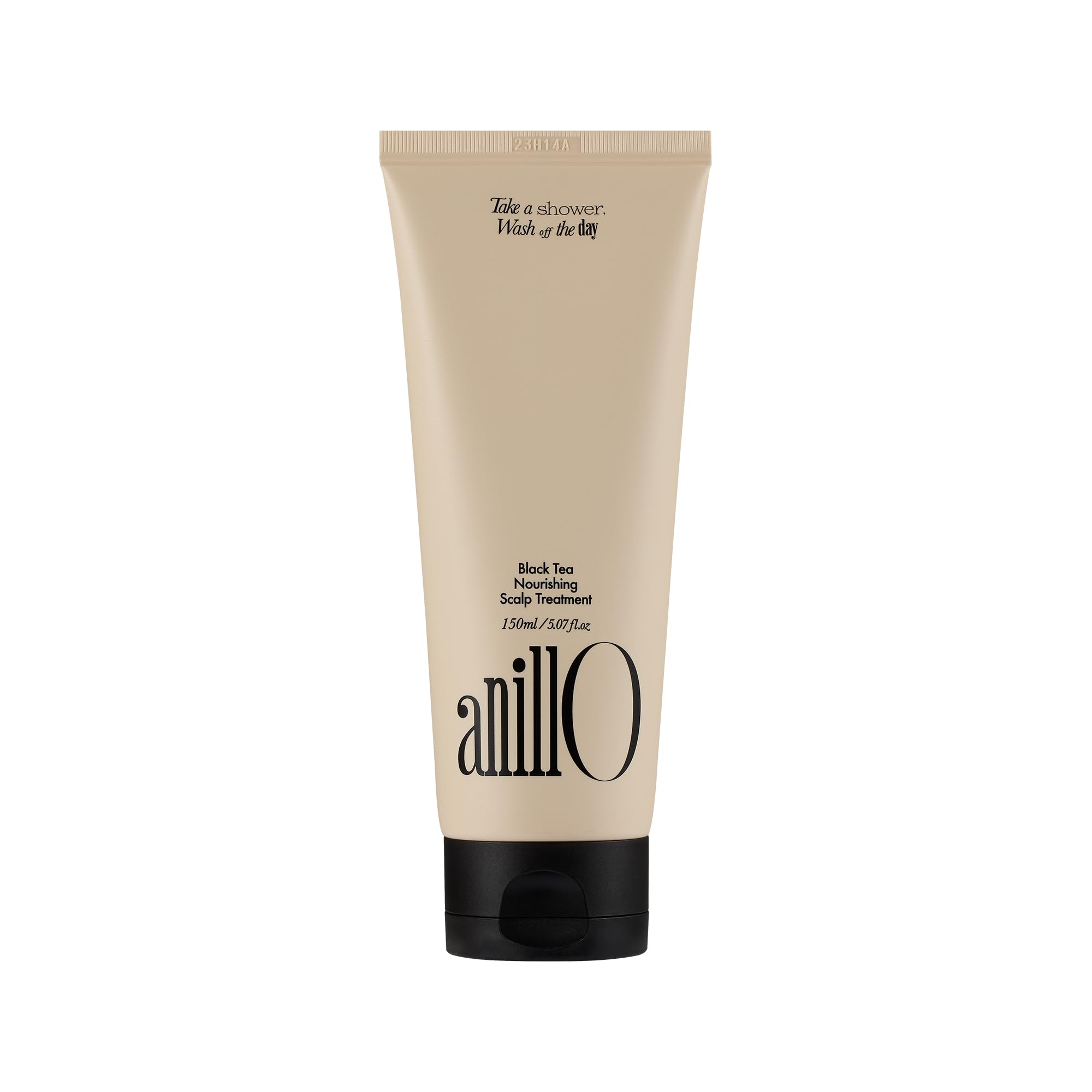 ANILLO Black Tea Vegan Hair Mask bottle highlighting deep conditioning for silkier hair.