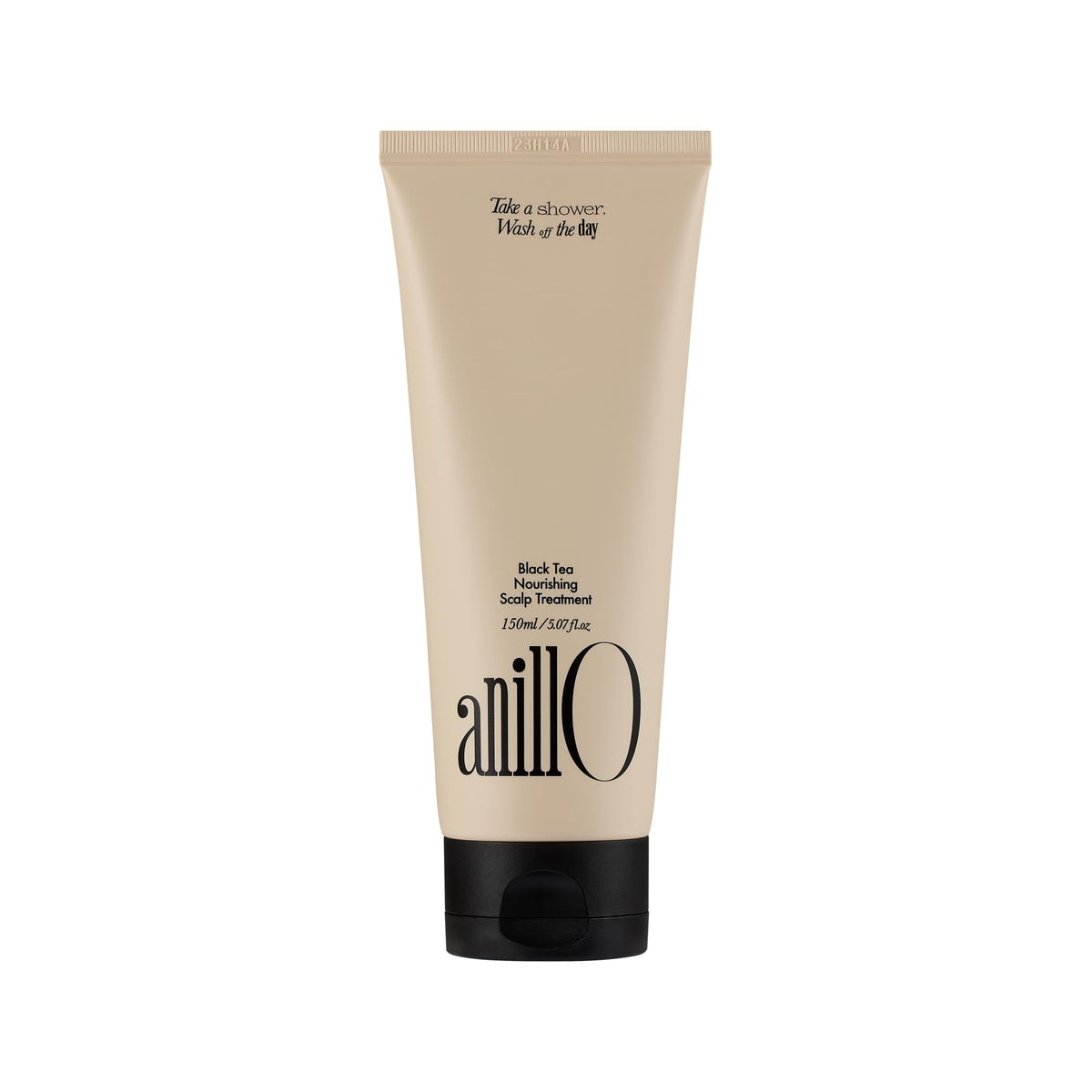 ANILLO Black Tea Vegan Hair Mask bottle highlighting deep conditioning for silkier hair.