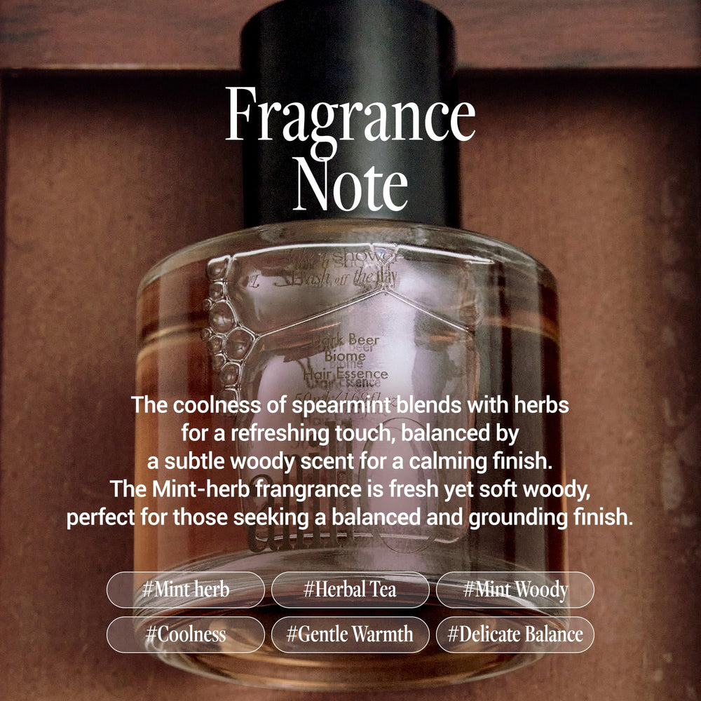 ANILLO Dark Beer Biome Hair Essence on dresser with salon-like shine