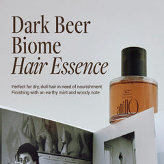 ANILLO Dark Beer Biome Hair Essence on hair ends shows strengthened, nourished tips