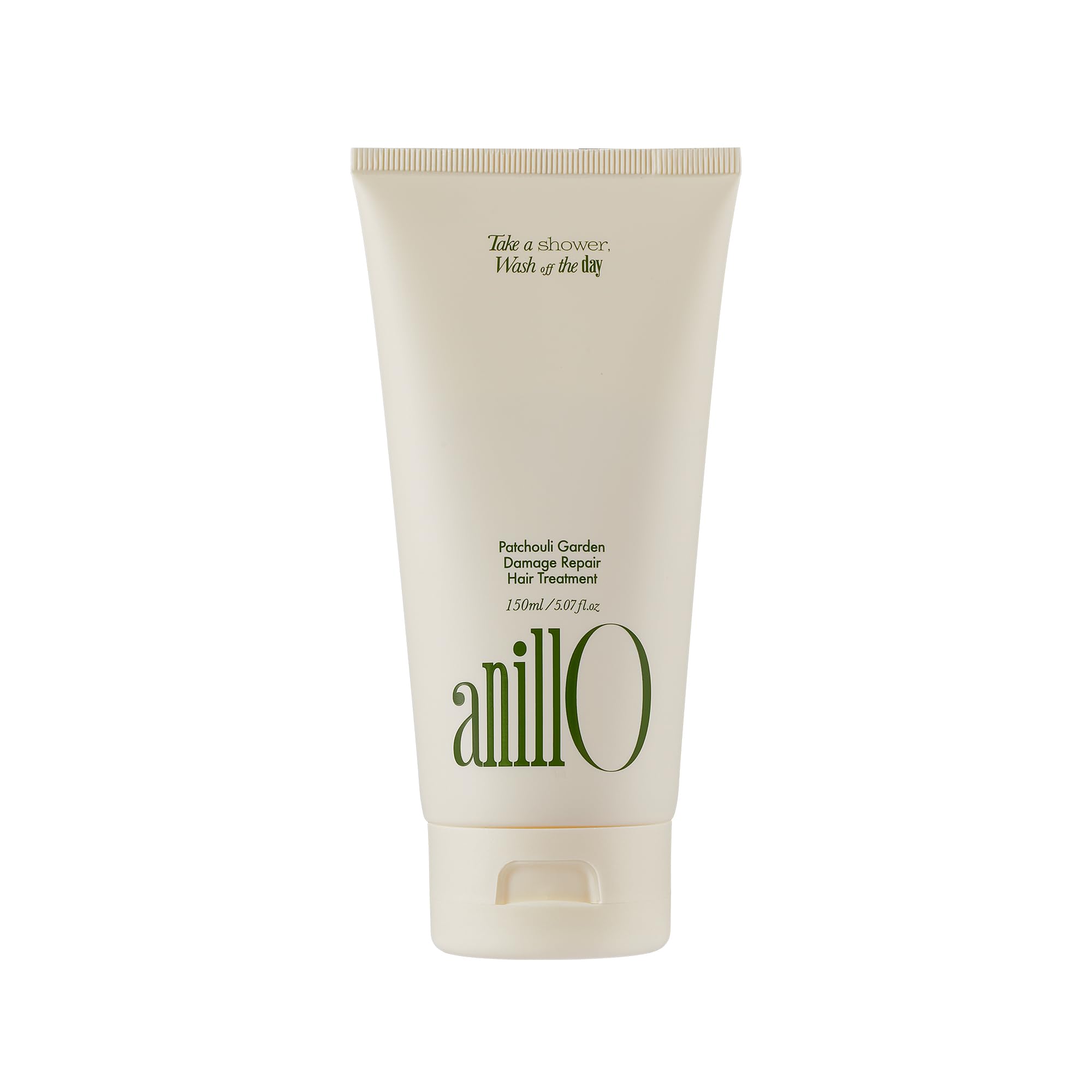 ANILLO Patchouli Garden hair mask bottle being poured for nourishing treatment of damaged hair