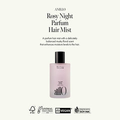 ANILLO Rosy Night mist spray illustrating even dispersion for all-day fragrance