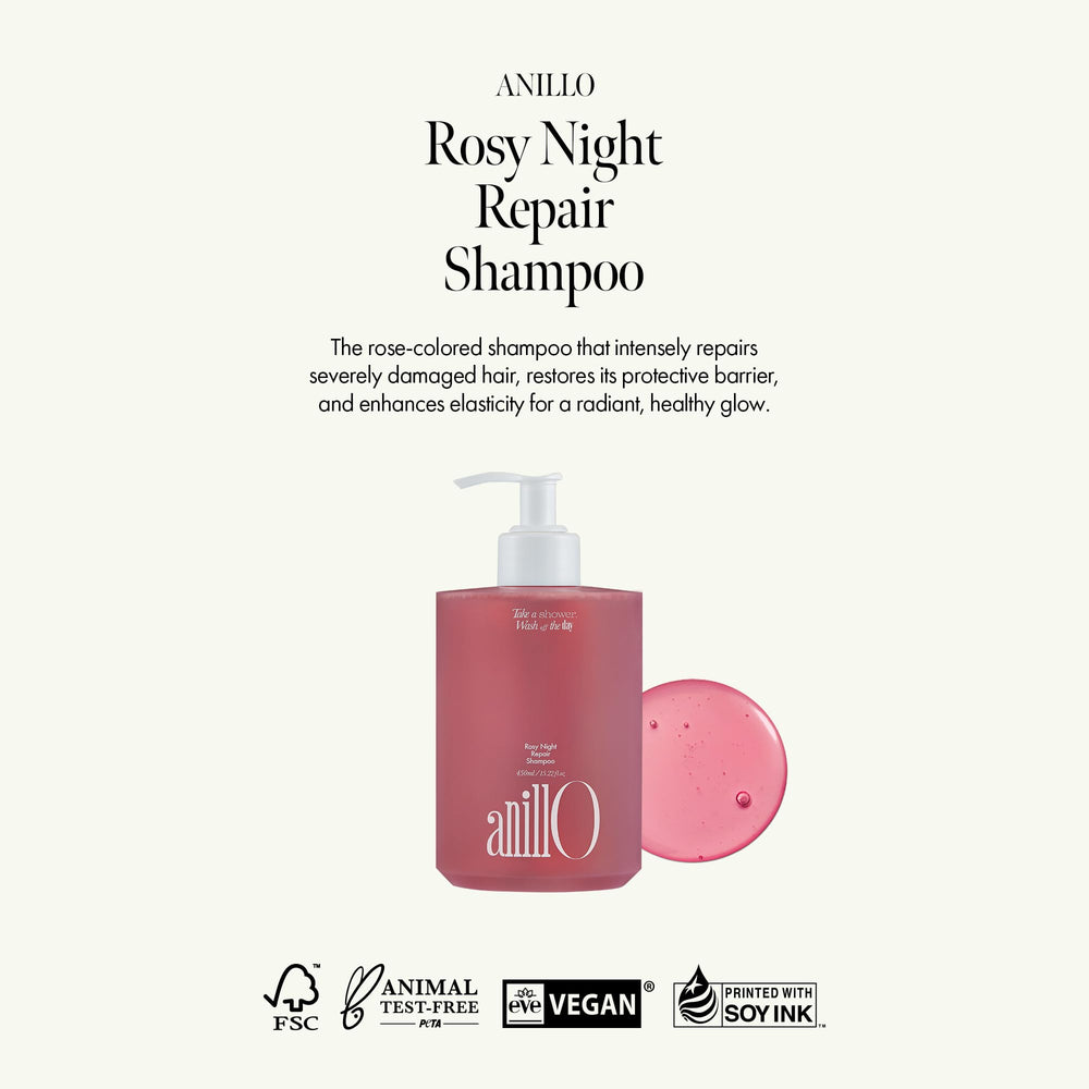 ANILLO Rosy Night Repair Shampoo foam close-up, provides deep conditioning without harsh sulfates.