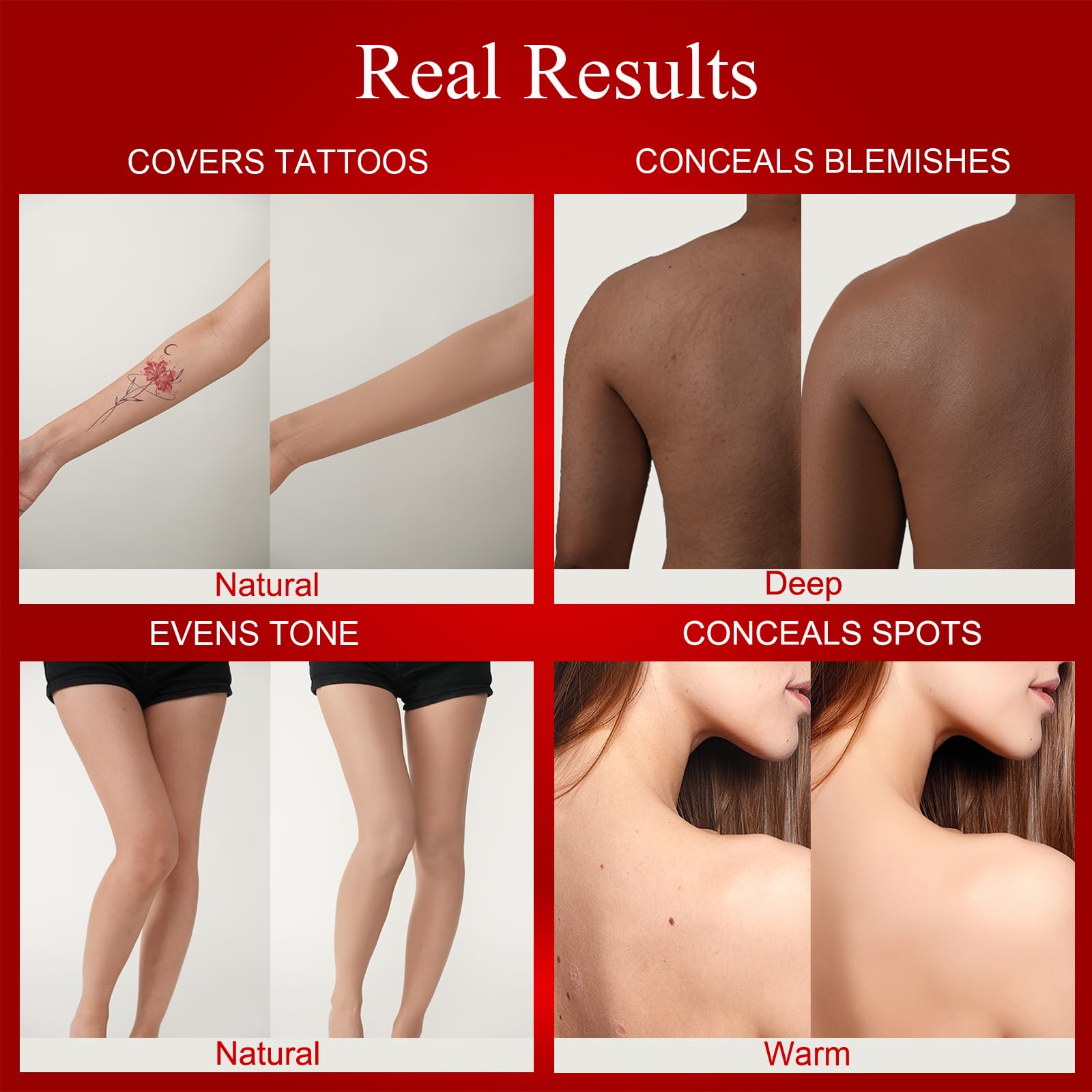 ANJOROUSA Shade Fair swatches help find a close skin tone match