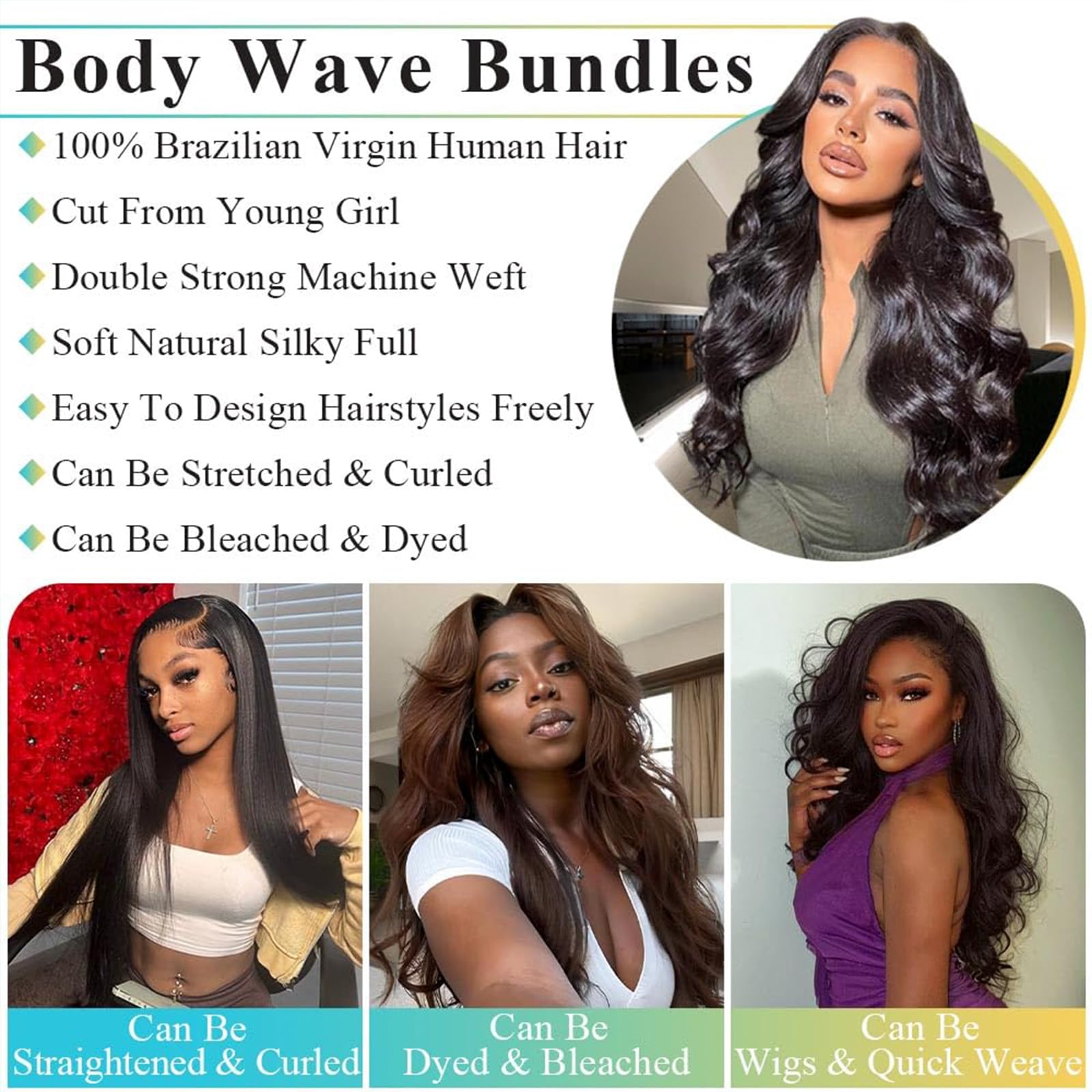 AnJudyReid 12A body wave bundle designed for daily wear and blends
