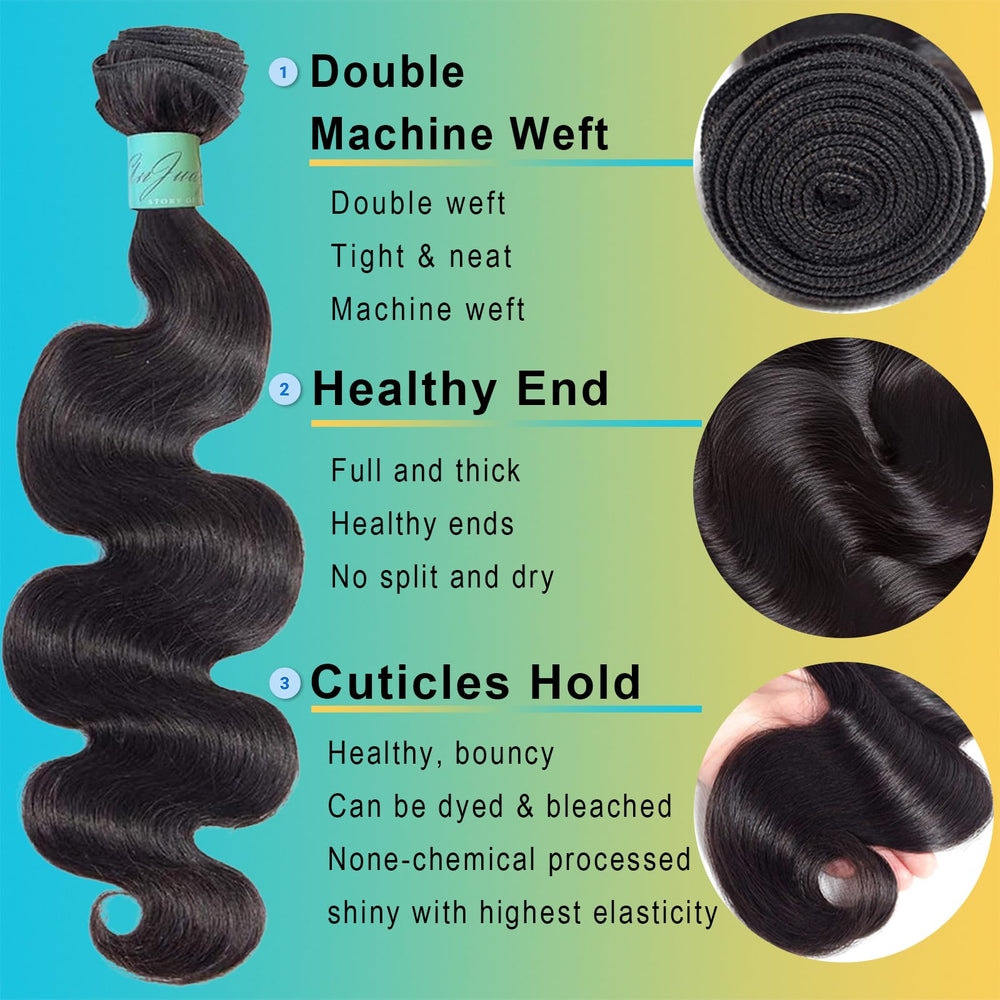 AnJudyReid Brazilian virgin hair body wave 16inch natural black for easy styling