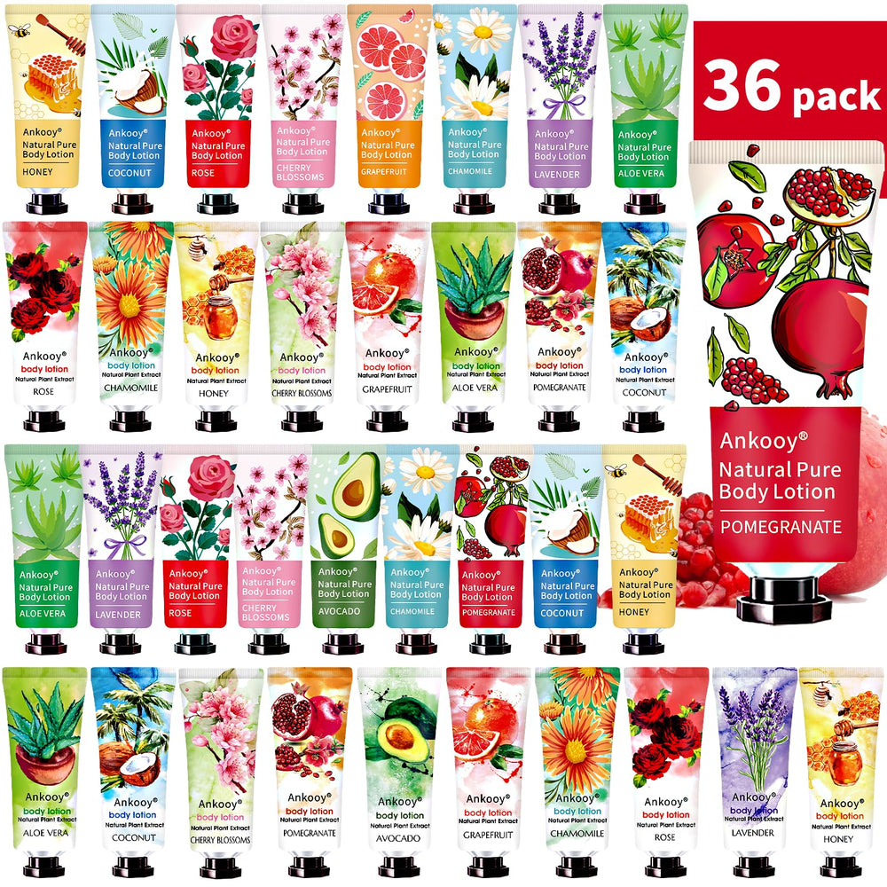 ANKOOOY 36-pack body lotion set with honey fragrance for daily moisture.