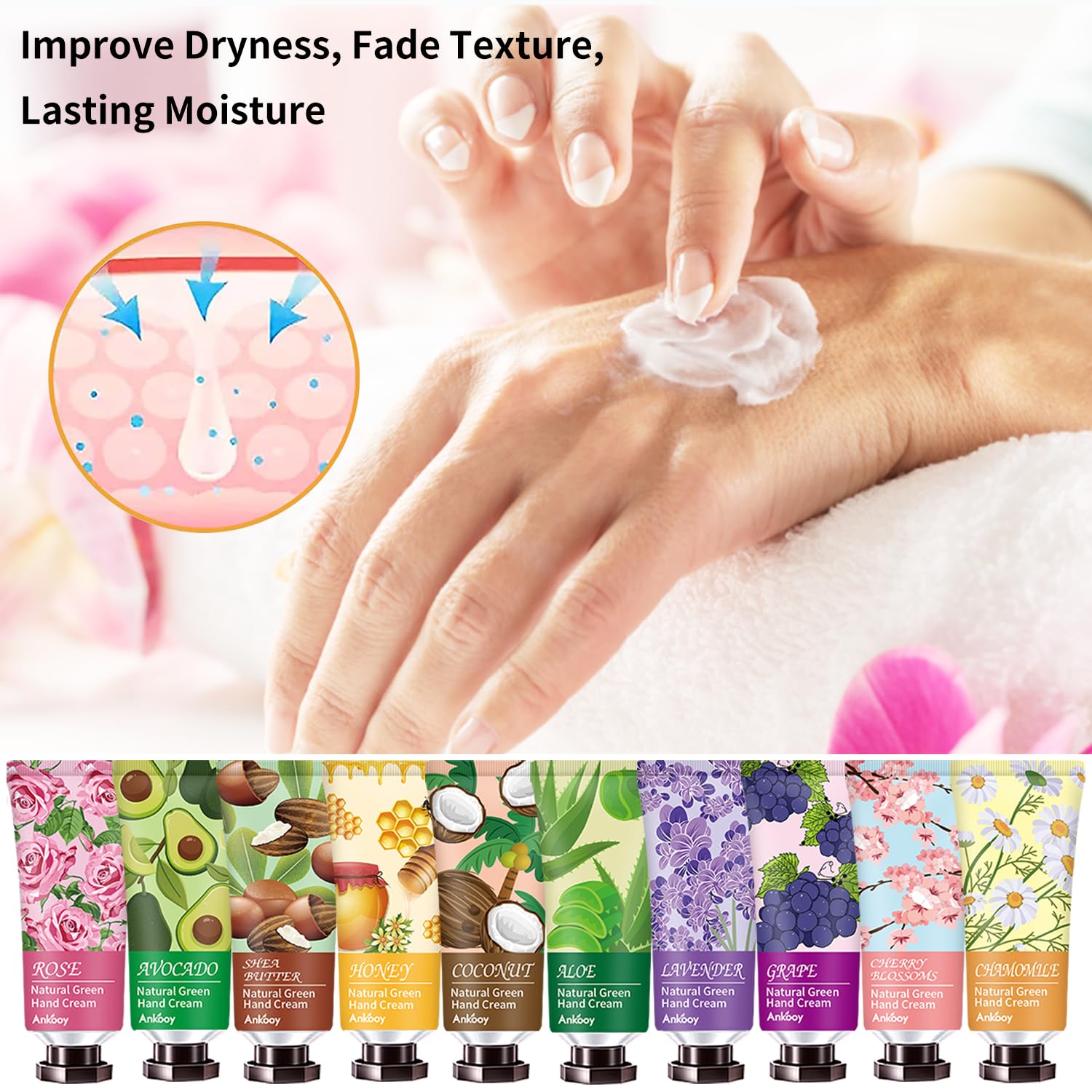 ANKOOY dry hands care cream soothes rough patches without stickiness.