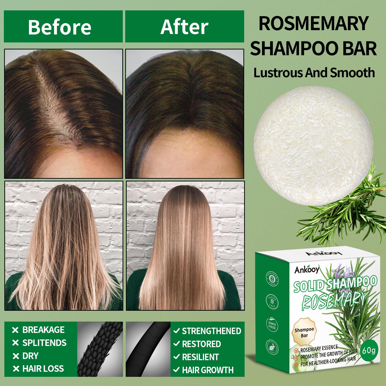 ANKOOY Rosemary oil infusion close-up highlights nourishing scalp care.