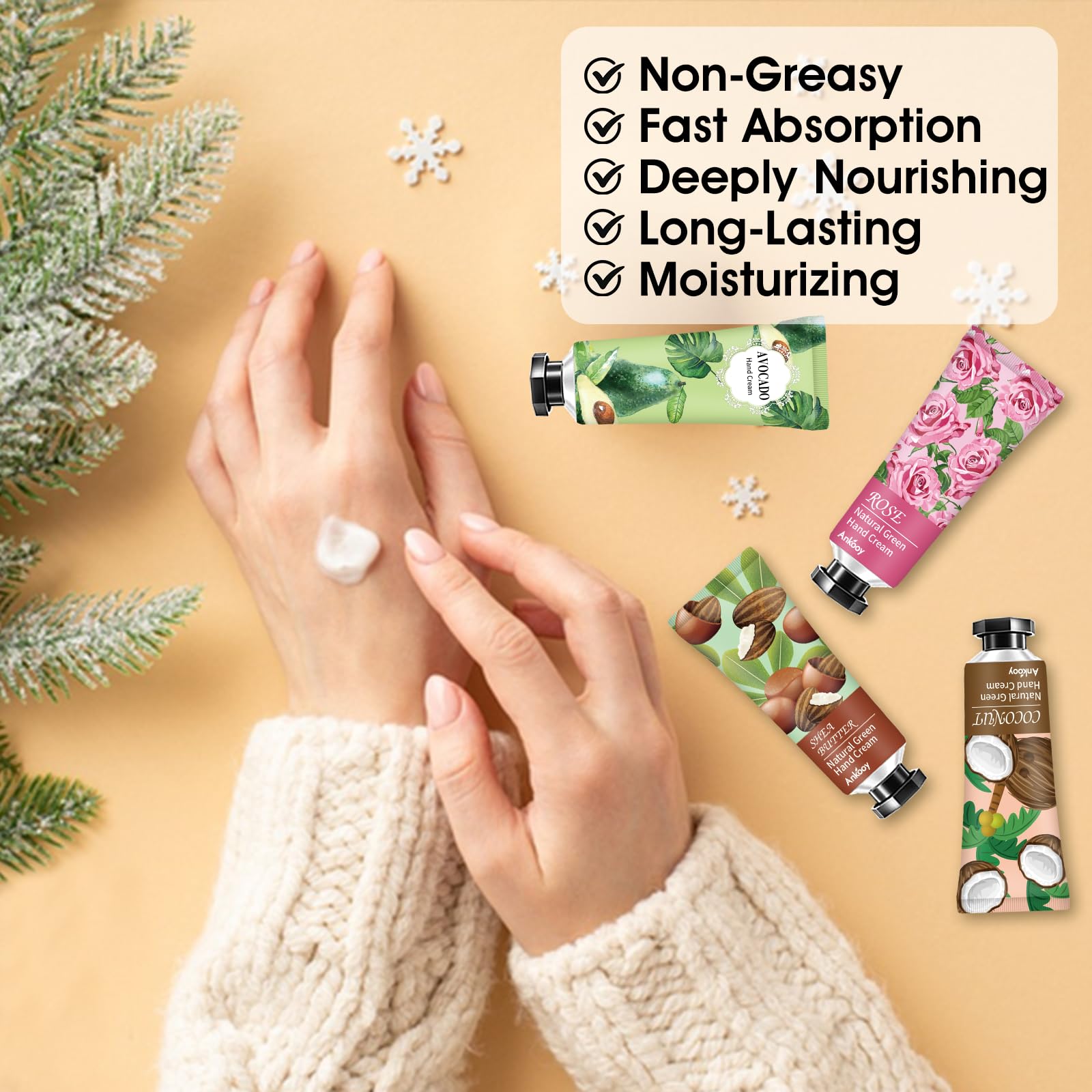 ANKOOY shea butter and aloe hand cream delivers rich moisture.